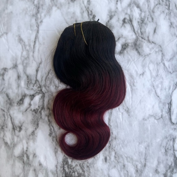 Other - 12 Inch body‎ Wave Clip In Ombre Black to Burgundy  hair extensions